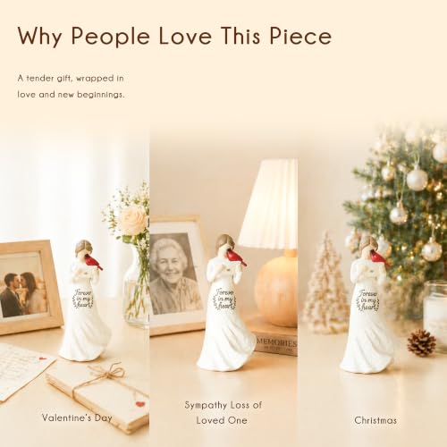 Cardinal Angel Resin Figurine Gift for Women, Sympathy Gifts for Loss of Loved One, Memorial for Mantel or Shelf Decor, Girl Holding Letter with Both Hands, Gift-Ready Keepsake - style: Girl Holding Letter