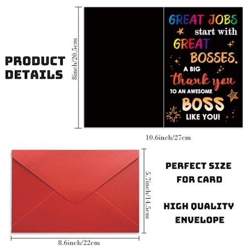 Thank You Card Gifts for Boss Leader Manager Cute Bosses Day Appreciation Her Him Funny Boss's Gifts Men Women from Employee - color: HK036