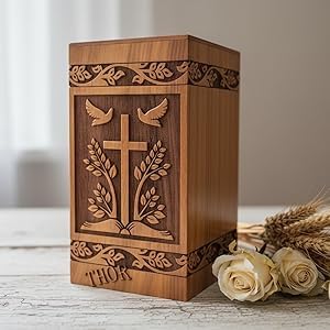 THOR INSTRUMENTS Wooden Cross Carved Adult urn bird Wood Cremation Urns Decorative Urns Rosewood Urn for Human Ashes Male and Female Handmade Urn for Large Ashes Burial Urns