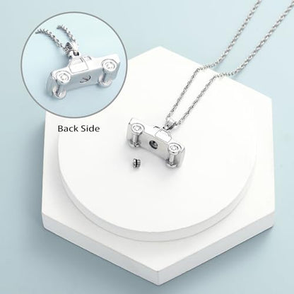 shajwo Pick Up Truck Urn Necklaces for Ashes for Men - color: Silver