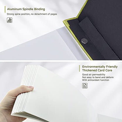 Popotop Large Photo Album Self Adhesive 4x6 5x7 8x10 Scrapbook Album DIY Picture Book,Gifts for Mom,Family Baby and Wedding,with Metal Pen and Plastic Board - color: Matcha green, size: 11.5"x10.6"40pages