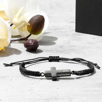 Ecation Cremation Jewelry, Urn Bracelet for Ashes - color: Black, style: Christian