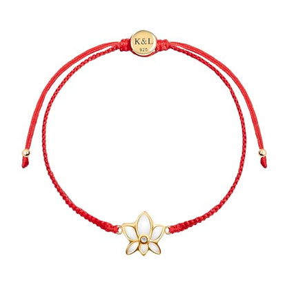KARMA AND LUCK Adjustable Red String Bracelet for Women | Polished for Versatile, Everyday Elegance - style: Lotus