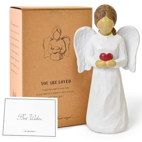 Guardian Angel Figurines for Women, Healing Angel Statue Home Decor | Thanksgiving Christmas Birthday Gifts Resin Angel Ornaments, Hand-Painted Sympathy Gifts for Loss of Loved One - style: Angel - Holding Heart