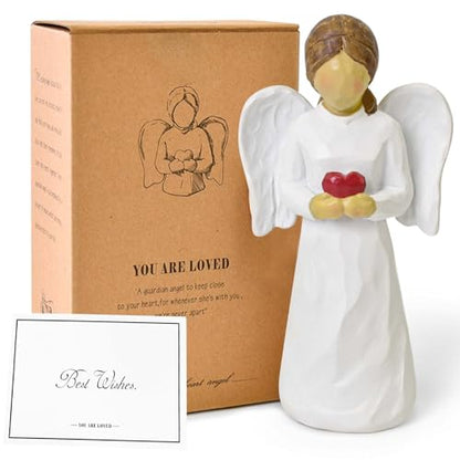 Guardian Angel Figurines for Women, Healing Angel Statue Home Decor | Thanksgiving Christmas Birthday Gifts Resin Angel Ornaments, Hand-Painted Sympathy Gifts for Loss of Loved One - style: Angel - Holding Heart