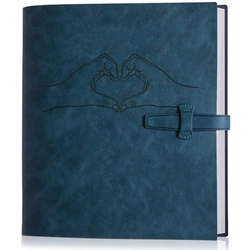Leather Photo Album for 4x6 Pictures Album Book With Writing Space for Family Wedding Anniversary Birthday Christmas Baby Vacation, Gift for Anniversary (Blue Heart) - color: Blue Heart