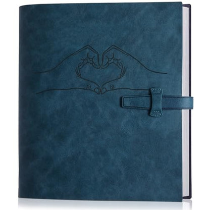Leather Photo Album for 4x6 Pictures Album Book With Writing Space for Family Wedding Anniversary Birthday Christmas Baby Vacation, Gift for Anniversary (Blue Heart) - color: Blue Heart