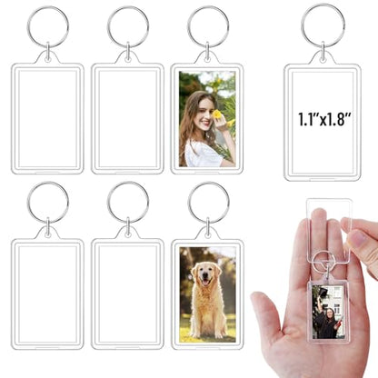 Photo Keychain 1.8 x 1.1 in, Acrylic Clear Picture Keychain, Photo Insert Keychain, Blank Picture Frame Keyring