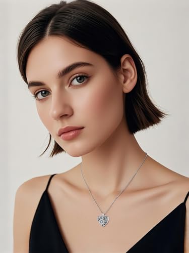 Dorunmo Personalized Heart Locket Necklace That Holds 2 Picture 925 Sterling Silver Custom Lockets Pendant Memorial Jewelry Gifts for Mom Sisters - color: Sunflower, style: Non-Personalized