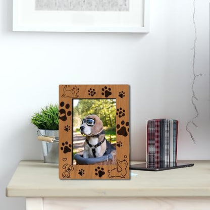 Rustic Printing Dog Picture Frame For 4 X 6 Photo With Back Bracket, Dog Owner Picture Frame, Desktop Shelf Display,Dog Paw Print Photo Frame, Gifts Dog Lovers Dog Owner - C15 - color: Dog