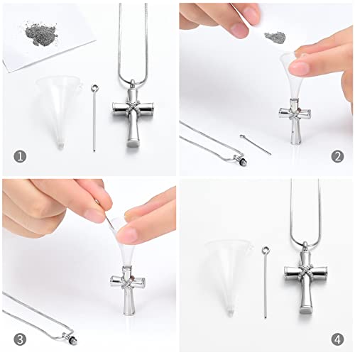 Minicremation Rope Winding Cross Cremation Ashes Urn Pendant Necklace Memorial Keepsake Jewelry Lord’s Prayer Cross Ashes Necklaces - color: Silver with Crystal