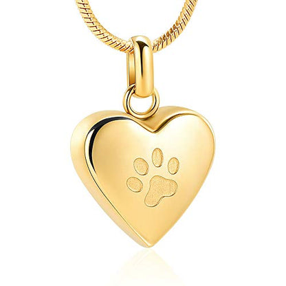 zeqingjw Pet Cremation Jewelry for Ashes Pendant Paw Print Pet Heart Urn Necklace Memorial Keepsake Jewelry for Pet/Dog's/Cat's Ashes - color: Heart-Gold
