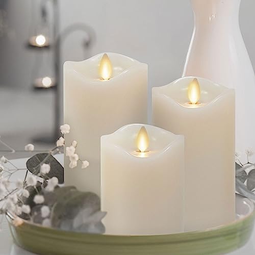 Matchless Candle Co. Flameless Moving Flame Pillars, Unscented Wax Melted Edge, AA Batteries - color: Ivory