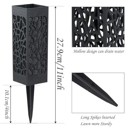Cemetery Vases with Foam, Plastic Flower Holder with Spikes Gravestone Headstone Flower Vase for Artificial Flowers, Grave Cemetery Decoration (Set of 8, Black), Flowers not Included
