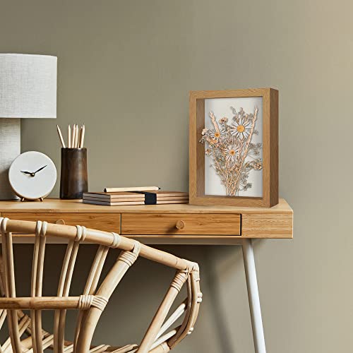 Americanflat 8x10 Shadow Box Frame with Shatter-Resistant Glass - Silhouette Collection - Large Shadow Box Display Case for Tabletop and Wall Display - Dark Oak with Soft Felt Back | Shatter-resistant glass, 1.5 inch interior depth, hangs vertical or hori