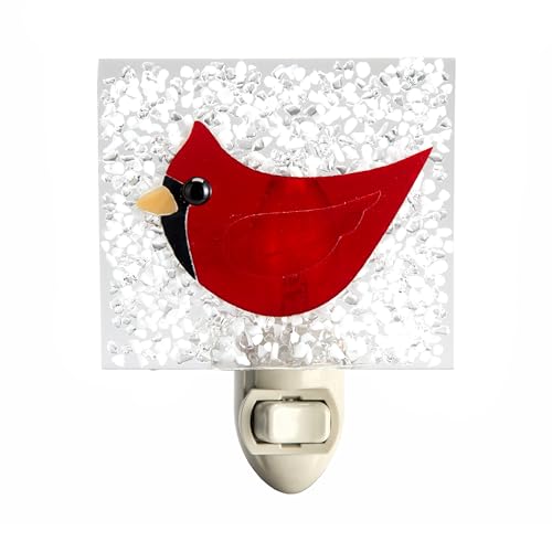 Stained Glass Night Light, Red Cardinal, Bird, Plug in nightlight for Bedroom/Bathroom/Stairway/Hallway Home Decor NTL 227 | Bird, Plug in nightlight, Bedroom/Bathroom/Stairway/Hallway Home Decor, NTL 227
