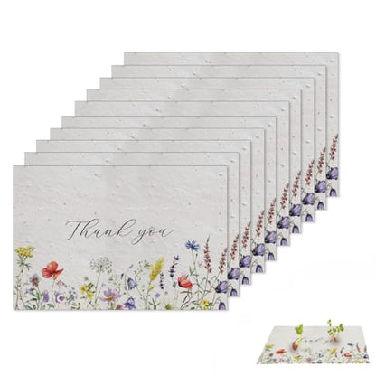 nulala 10Pack Mini Wildflower Seed Paper Cards,‘Thank You’Handmade Paper Cards Embedded Wildflower Seeds for Wedding Favors, Personalized Graduation Gifts(7 * 10cm) - color: Purple