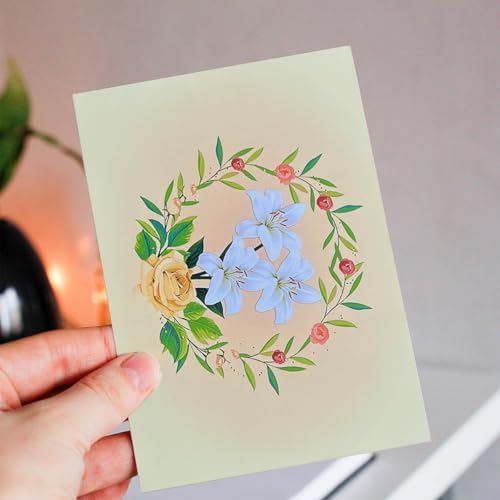 CUTE POPUP Sympathy Pop Up Card, 3D Dove and White Lily Condolence Card – Sorry for Your Loss, Thinking of You, Bereavement Card for Loss of Loved One – Premium 6x8 Inch, Envelope Included - color: Lily