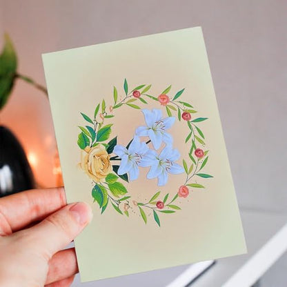 CUTE POPUP Sympathy Pop Up Card, 3D Dove and White Lily Condolence Card – Sorry for Your Loss, Thinking of You, Bereavement Card for Loss of Loved One – Premium 6x8 Inch, Envelope Included - color: Lily