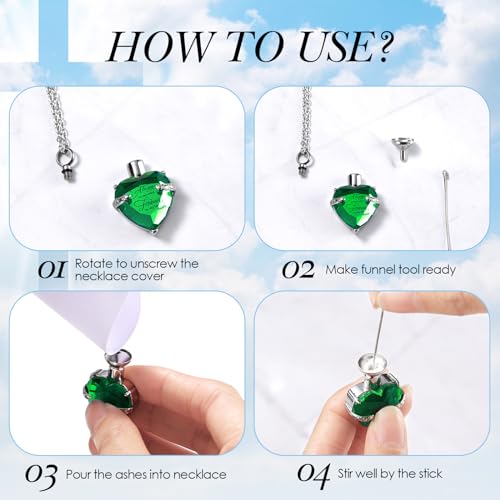 12 Pcs Urn Necklace for Ashes Bulk Cremation Cross Heart Cubic Jewelry Stainless Steel Memorial Locket for Men Women - color: Green