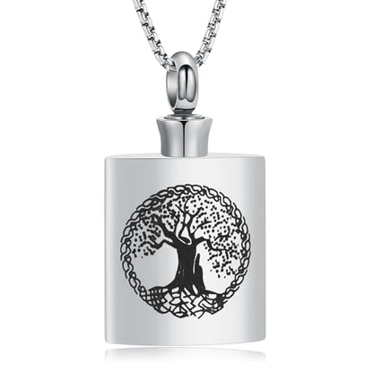 Oinsi Beer Bottle Cremation Jewelry for Ashes Stainless Steel Cylinder Tube Memorial Urn Necklace Keepsake Pendant Jewelry for Human Ashes with Filling Kits - color: B-Silver