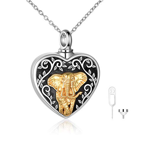 YFN Urn Necklaces for Ashes Sterling Silver Heart Urn Necklaces for Ashes Cremation Memory Jewelry for Women Men - style: Elephant urn necklace