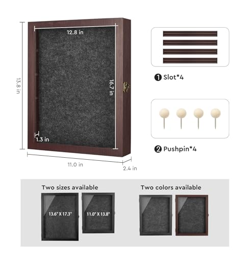 AW Bridal Burgundy Shadow Box with Shelves 11x14, Medal Frame Display Case - color: Burgundy, size: 11x14 in