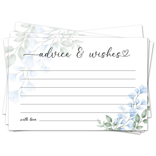 Blue Flowers Advice and Wishes Cards for the New Mr and Mrs Wedding
