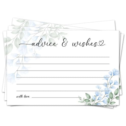 Blue Flowers Advice and Wishes Cards for the New Mr and Mrs Wedding