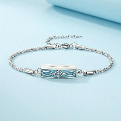 YYB Urn Bracelet for Ashes Hummingbird/Dragonfly/Butterfly/Sunflower Turquoise Locket Bracelet Cremation Memorial Jewelry Mothers Day Gifts for Women - color: Cross
