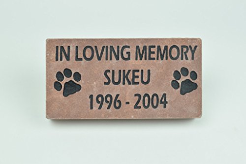 Engraved Stone Pet Memorial Headstone, Red, 4x8 Inches | Grave Marker, Dog Cat, Flagstone