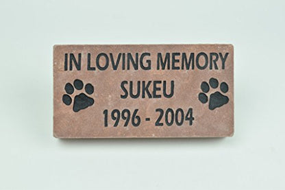 Engraved Stone Pet Memorial Headstone, Red, 4x8 Inches | Grave Marker, Dog Cat, Flagstone