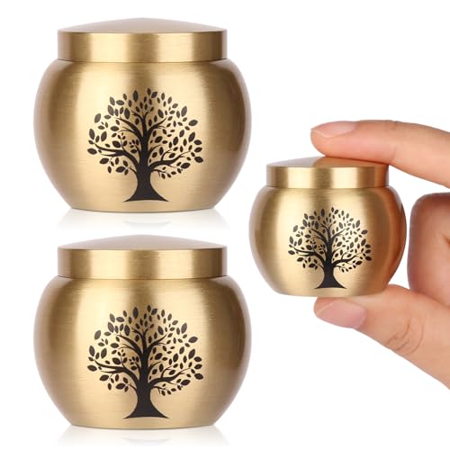 Small Urns for Human Ashes Set of 2,Mini Cremation Urns for Human or Pet Ashes Keepsake,Decoration Tree of Life Urn for Adult Women Male Pet Ashes - size: 1.6''x1.4'',2pcs