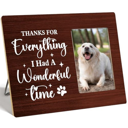 OTINGQD Dog Memorial Picture Frame,Memorial Sympathy Gifts for Loss of Dog,Thanks for Everything I Had a Wonderful Time Wooden Photo Frame for Tabletop Wall Display - style: Dog Memorial Gifts-5