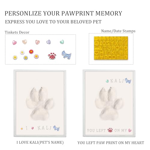 MYPAWLETS Clay Paw Print Kit for Dog Cat,Pawprint Keepsake Frame,L White - color: Medium-Large White