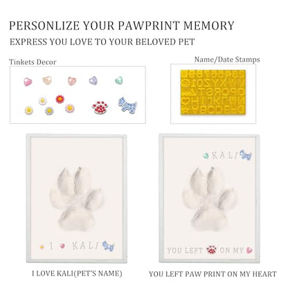 MYPAWLETS Clay Paw Print Kit for Dog Cat,Pawprint Keepsake Frame,L Black - color: Medium-Large Black