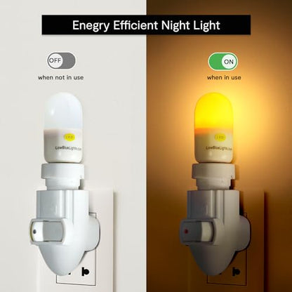 LowBlueLights Amber Night Light Plug in, 120V E12 Blue Light Free Bulb | 120V plug-in amber night light, blue light free, dim 0.5W E12 bulb for bedroom, nursery, bathroom, hallway