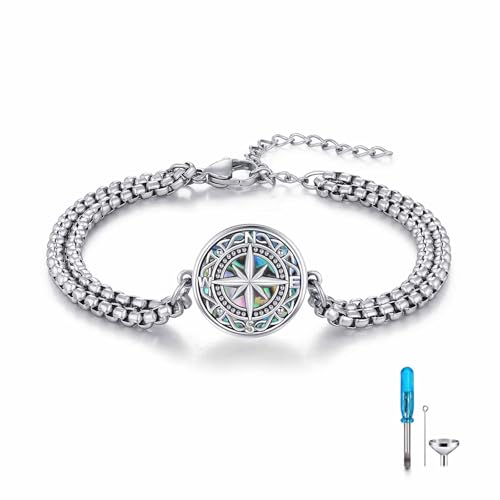 Compass Bracelet/Urn for Women 925 Sterling Silver Compass Bracelet for Graduation Cetic/Birthstone Jewelry Bracelet for Women - style: A-Urn