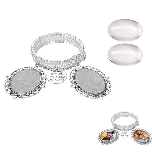 Bouquet Charms for Wedding Memory Memorial Photo Frame Charm Accessories Oval Picture Holder Locket for Bride and Bridesmaid Bridal Wrap Frames and Things to Honor Loved Ones on Special Day