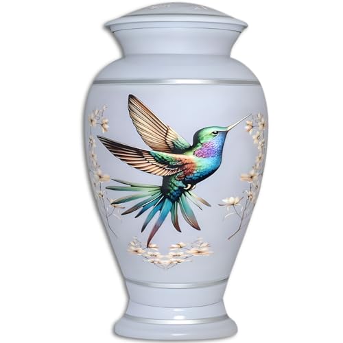 Remoria Cremation Urns for Human Ashes, Large Adult Purple Hummingbird Urn | Funeral Urn for Female & Male, 185 Cu In, Gift Box and Velvet Bag Included - color: Light Purple