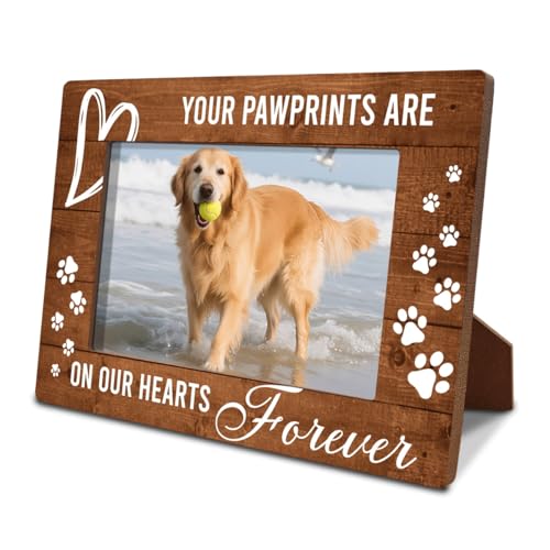 Pet Memory Picture Frame, Your Pawprints are on Our Hearts Forever, Wooden Photo Frame for Wall Tabletop Display, Dog Loss Sympathy Gift for Dog Cat Lovers Owners 7.9 * 5.7inches - color: Style 11