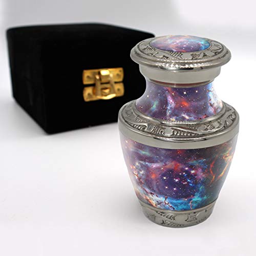 Cosmic Galaxy Keepsake Urns for Human Ashes with Velvet Gift Box for Cremation Keepsakes for Ashes - Small Cremation Urn and Small Keepsake Urn Set of 4 - color: Galaxy