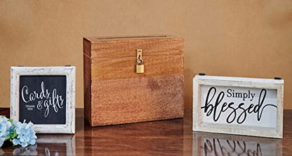Wooden Wedding Card Box with Lock and Card Slot for Reception, Party W15 - color: Walnut