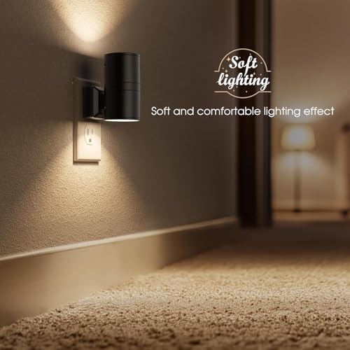Night Lights Plug into Wall, Modern LED Night Light Plug in, Dusk to Dawn Sensor, Soft White 3000K, 0-100LM Adjustable Brightness, Dimmable NightLight for Hallway, Bedroom, Stairway, 2 Pack | Dusk to Dawn Sensor, Soft White 3000K, 0-100LM Adjustable Brigh