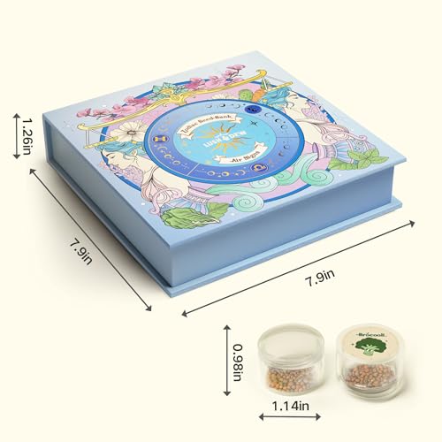 Lush&Dew Zodiac Garden Seed Bank Air Signs, Gardening Gifts for Women Men | 12 Varieties Non-GMO Herb Flower Seeds in Seed Organizers, Heirloom Seed Gift Set, Witchcraft Supplies, Gemini Libra Aquarius - style: Air Signs