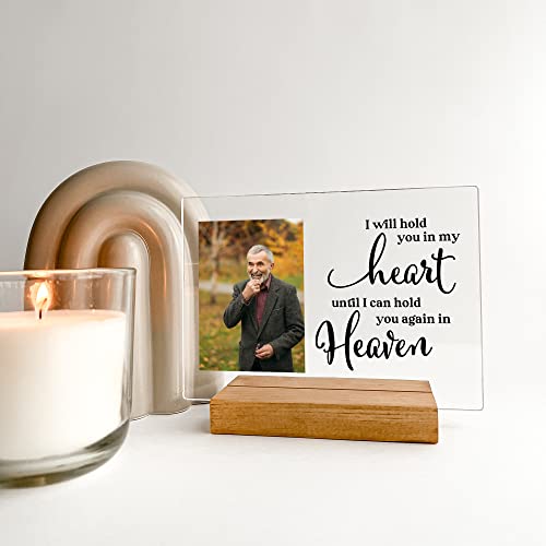 Custom Any Names Words & Picture Personalized Photo Frame Stand Bereavement Gift Sympathy Memorial Decor Sign Funeral in Heart Memory of Loved One Condolence Remembrance Loss Loving Family Friend