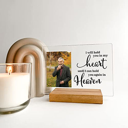 Custom Any Names Words & Picture Personalized Photo Frame Stand Bereavement Gift Sympathy Memorial Decor Sign Funeral in Heart Memory of Loved One Condolence Remembrance Loss Loving Family Friend