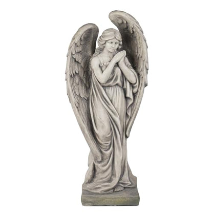Outdoor Statues Angel Décor Garden Statue - 34 inch Large Garden Angels Outdoor Religious Statues Catholic Resin Concrete Finish Yard Patio Deck Home Entryway Hallway Sculpture 13.7*9.8*34 Inch