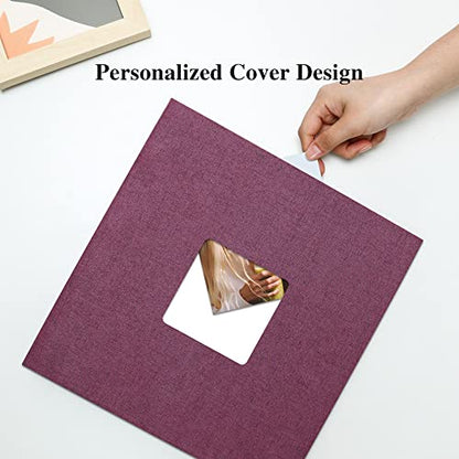 Vienrose Large Photo Album Self Adhesive for 4x6 8x10 Pictures Linen Scrapbook Album DIY 40 Blank Pages with A Metallic Pen - color: Purple, size: 11"x10.6" 40Pages