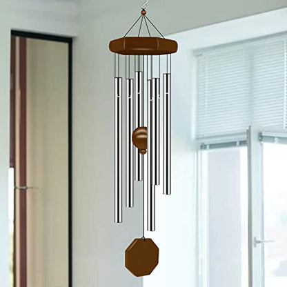 Wind Chimes for Outside, Wind Chimes Outdoor Deep Tone with 6 Tuned Tubes, Memorial Wind Chime for Garden, Patio and Home